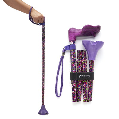 Merry Sticks 悅杖 自立式人體工學折疊手杖-酒紅莊園 (右手用) (單支)_輔具【杏一】