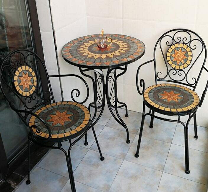 戶外桌椅 鐵藝休閒陽臺桌椅小茶幾庭院戶外室外咖啡廳花園歐式三五件套組合