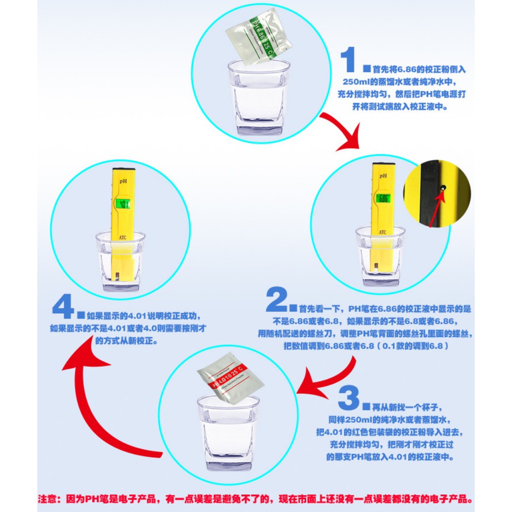 【PH測試筆】有溫度補償ATC (收納盒+電池+校正粉2包)酸鹼值測試PH筆 PH檢測筆 測試筆水族箱 4