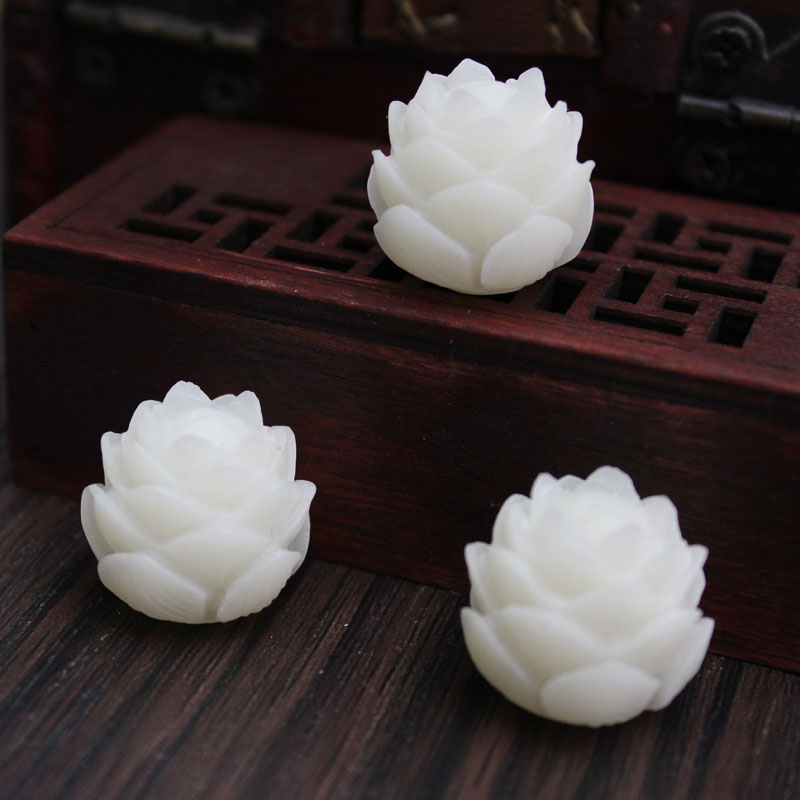 DIY飾品配件 白菩提精雕蓮花散珠佛珠串珠散珠 菩提根蓮花珠子