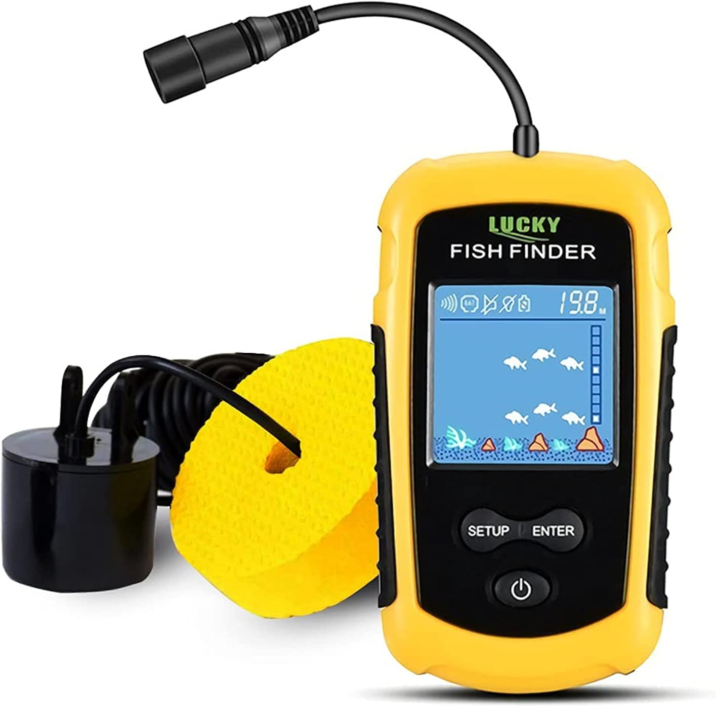 LUCKY FFC1108 手持探魚器 Fish Depth Finder Sonar Transducer 船釣 海釣 撈魚