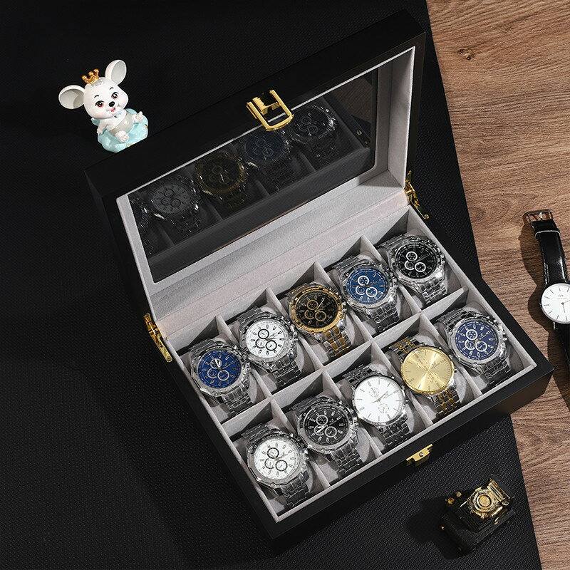 手錶收納盒 實木質手錶收納盒家用首飾盒子手錶盒腕錶架簡約歐式錶箱錶盒收藏『XY18352』