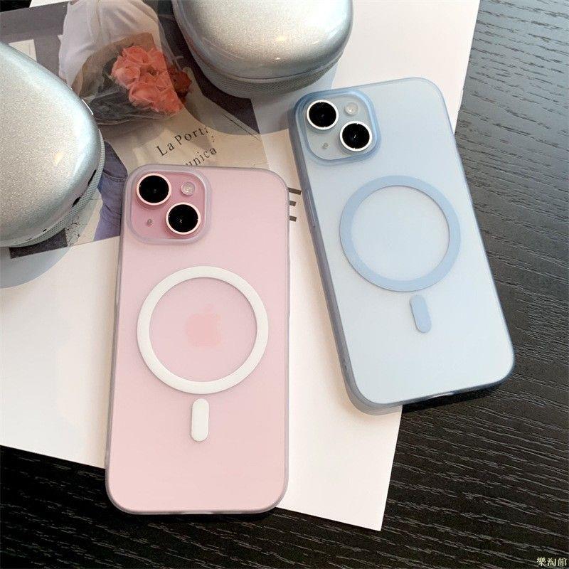 新款蘋果16promax手機殼無線磁吸冰霧超薄裸機iPhone15磨砂14硬殼