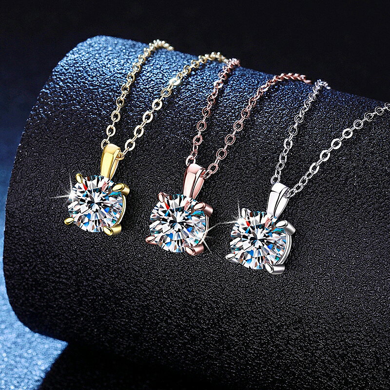 【巴黎精品】現貨+預購 頂級莫桑鑽石項鍊925純銀女項鍊項鏈鎖骨鏈情人節禮物-1克拉高級女飾品3色a1kv20