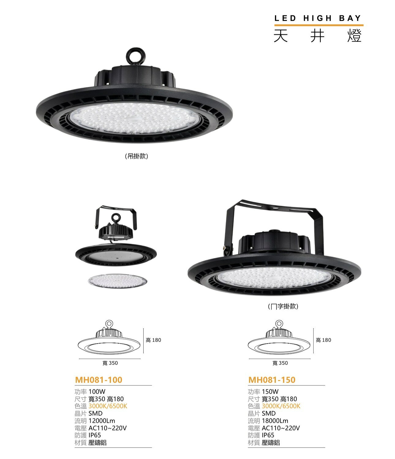 MARCH LED 100W 150W 高效能天井飛碟燈 天井燈 飛碟燈 高天井燈 白光黃光 全電壓