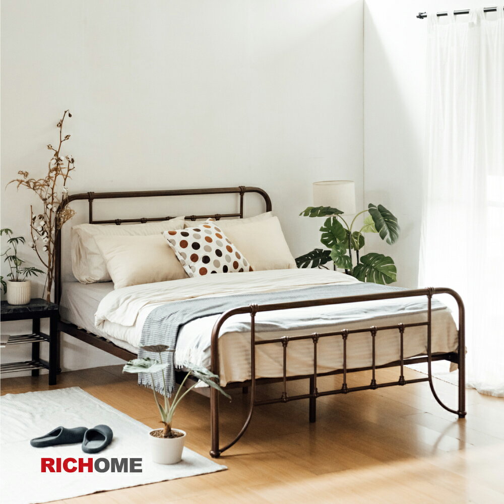 雙人床 床架 復古風 寢室 臥室 RICHOME BE261 卡塔尼亞復古5尺雙人床