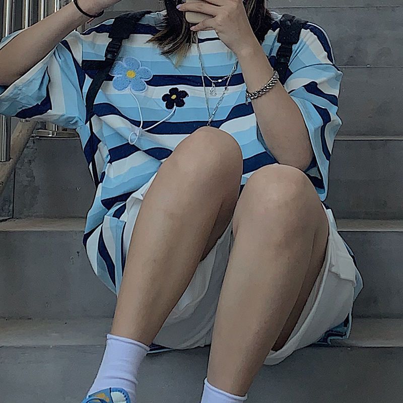 短袖套裝POLO衫短袖女學院風休閒五分褲穿搭一整套潮夏季