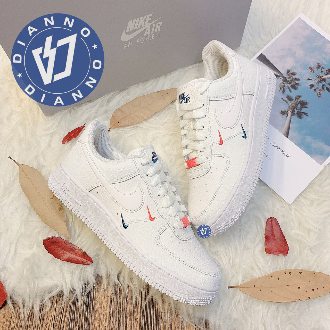 帝安諾-實體店面 【女鞋】NIKE AIR FORCE 1 '07 af1 白橙藍 邁阿密 南灣 雙勾 CT1989-101