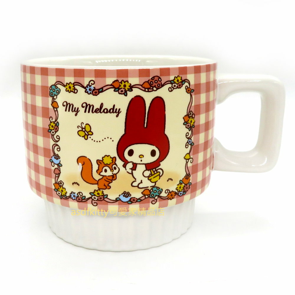 asdfkitty*美樂蒂松鼠格子 陶瓷馬克杯 咖啡杯-日本正版商品
