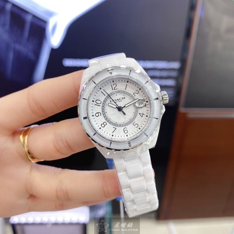 點數9%★COACH手錶,編號CH00076,32mm白圓形陶瓷錶殼,白色簡約, 中三針顯示, 陶瓷款, 鑽圈錶面,白陶瓷錶帶款,找尋好久就是這款!, 立體感十足!【APP下單享9%點數上限5000點】 4