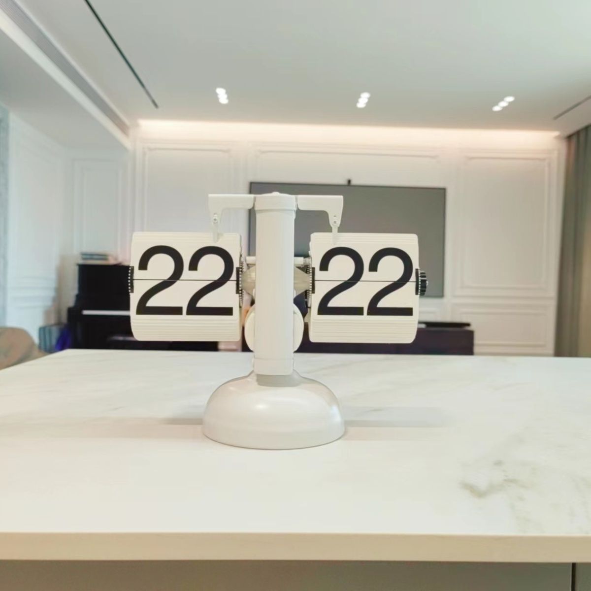 妙刻歐式復古天平自動翻頁鐘機械翻牌時鐘客廳時尚單腳擺鐘裝飾品