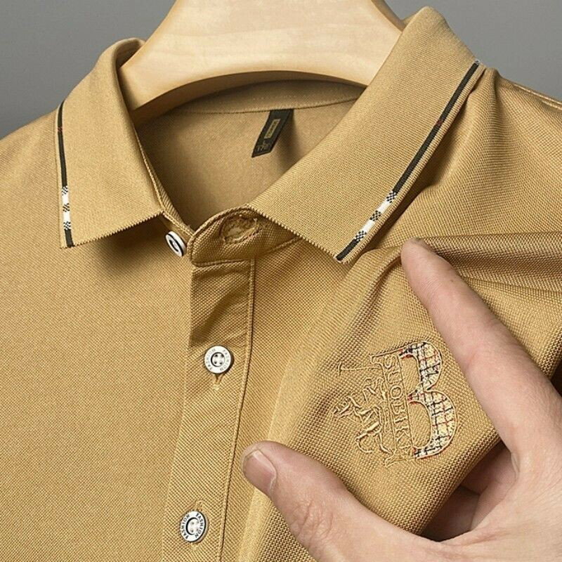 刺繡翻領上衣男|大碼90公斤POLO衫|夏季翻領打底衫|男士短袖POLO衫|純色翻領打底衫|韓版POLO衫|休閒短袖衫