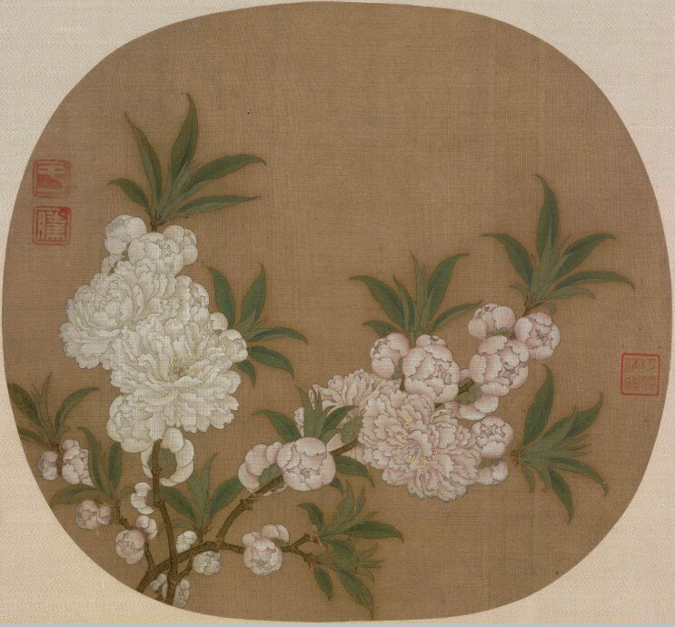 仿古畫名畫復製品宋佚名碧桃圖頁50-45釐米花鳥畫國畫名人字畫