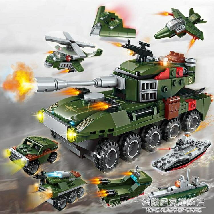 樂天精選~積木拼裝益智玩具男孩子兒童智力動腦小顆粒坦克模型軍事系列【】-青木鋪子