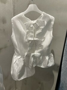 后背蝴蝶結洋氣無袖襯衫女士夏季設計感小眾白色襯衣上衣