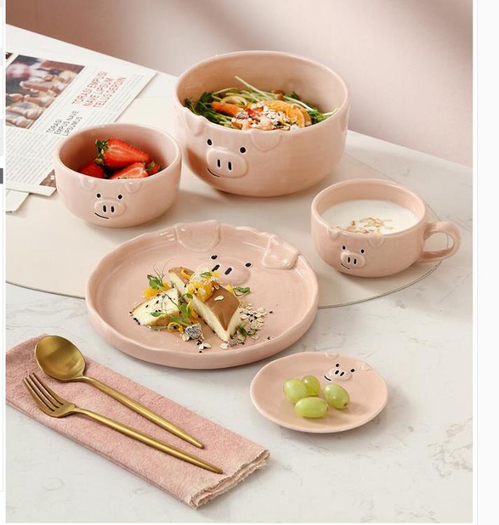 可愛碗碟套裝陶瓷日式卡通餐具家用創意個性少女一人食早餐盤子碗 全館免運