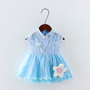 女童連衣裙夏季新款女寶寶無袖旗袍裙1-3歲名族風童裝古典公主裙