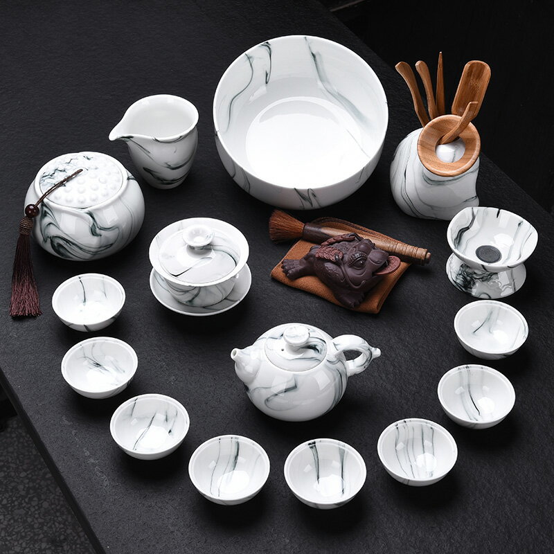 陶福氣 水墨禪意陶瓷茶具套裝 家用水墨功夫茶具茶壺茶杯茶具