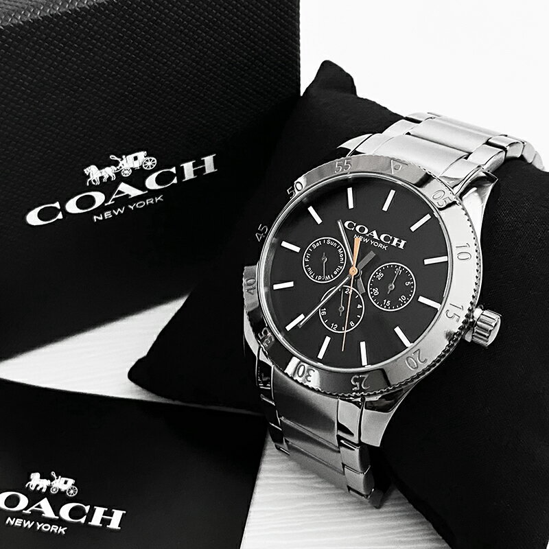 美國百分百【全新真品】COACH 手錶 14602444 腕錶 不鏽鋼錶帶 專櫃精品 三眼計時錶 銀色 CT52