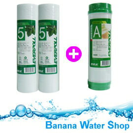 【Banana Water Shop】EVERPOLL台灣10吋標準型濾心半年份{PP濾心X2 / UDF顆粒活性碳濾心 X1}