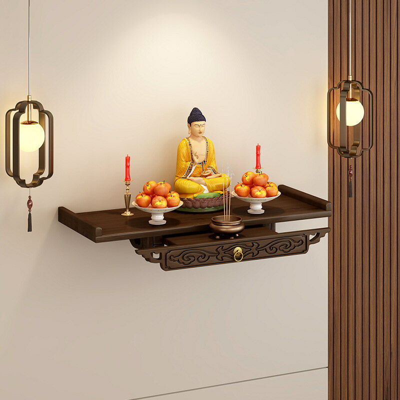 免運 開立發票 佛龕 供桌 貢桌 香案 小型佛龕壁掛式神龕桌面供桌神臺財神爺香案臺觀音佛像供座臺神位