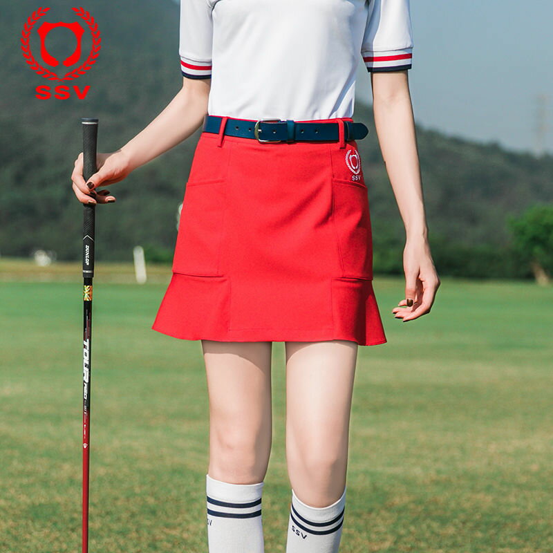 夏季新款SSV高爾夫球服裝女款短裙褲修身紅色半裙子舒適顯瘦GOLF