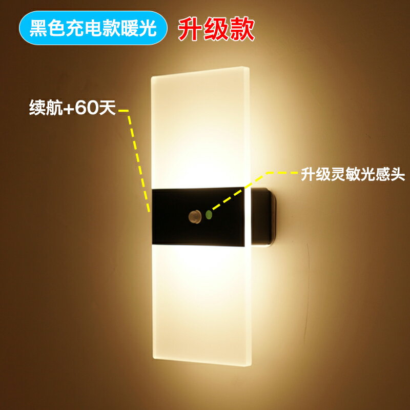 小夜燈 充電壁燈 感應夜燈 睡眠台燈 觸摸感應小夜燈不插電充電式寢室睡眠磁吸充電墻上壁燈簡約臥室床頭燈【MJ22477】