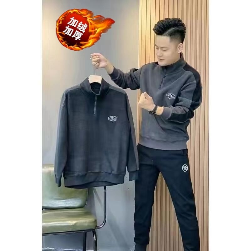 【秋冬上新】M-5XL大碼外套 男裝外套 保暖外套 冬季新款男士加絨加厚搖粒絨衛衣帥氣百搭休閒長袖潮流上衣男