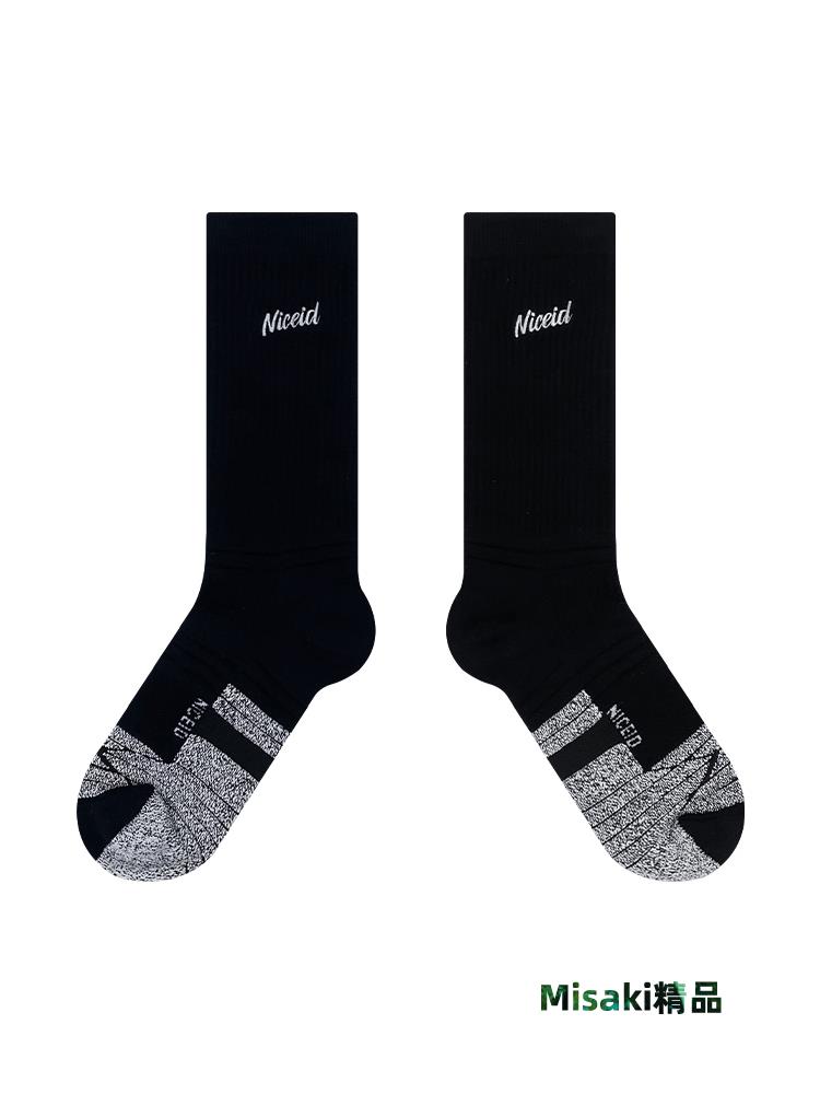 NICEID NICE高幫休閑籃球襪潮流中高筒運動襪毛巾底包裹球襪-Misaki精品
