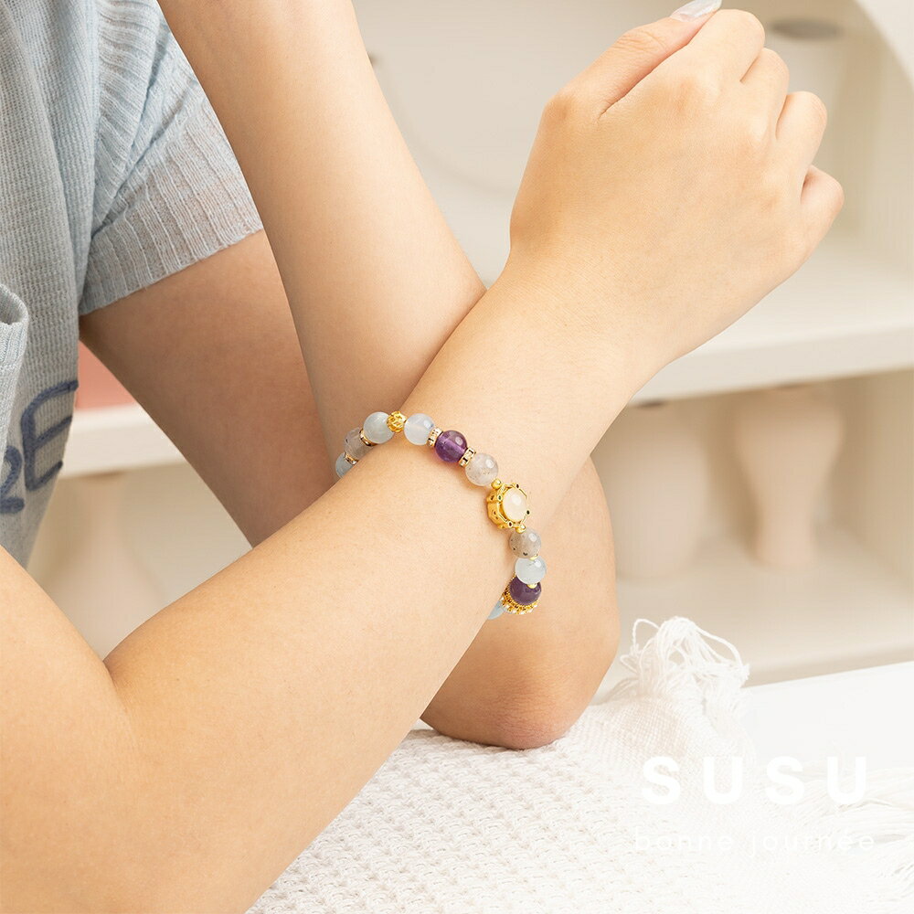 SU SU︱雲海水晶手鍊❤️月光石 海藍寶 紫水晶 事業運 招財 轉運 能量 防小人 送禮 推薦 5