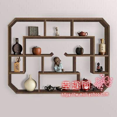 壁掛茶具架 茶壺茶具架子置物架紫砂壺展示架壁掛牆上客廳裝飾博古架實木中式T