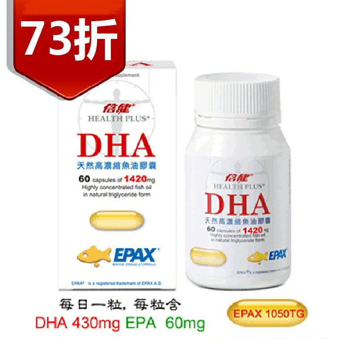 <br/><br/>  倍健DHA天然高濃縮魚油膠囊60粒/罐 73折 EPAX Omega-3<br/><br/>
