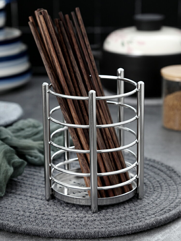 家用不銹鋼筷子筒 筷籠瀝水筷筒勺子置物架筷子簍收納盒