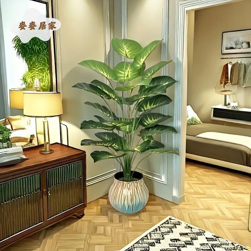 【麥麥居家】 亞馬遜模擬綠植綠蘿葉 仿真植物 過膠葉婚慶家居裝飾 假盆景擺件 免運 現貨現發 免運 好物優選 [dz0329]