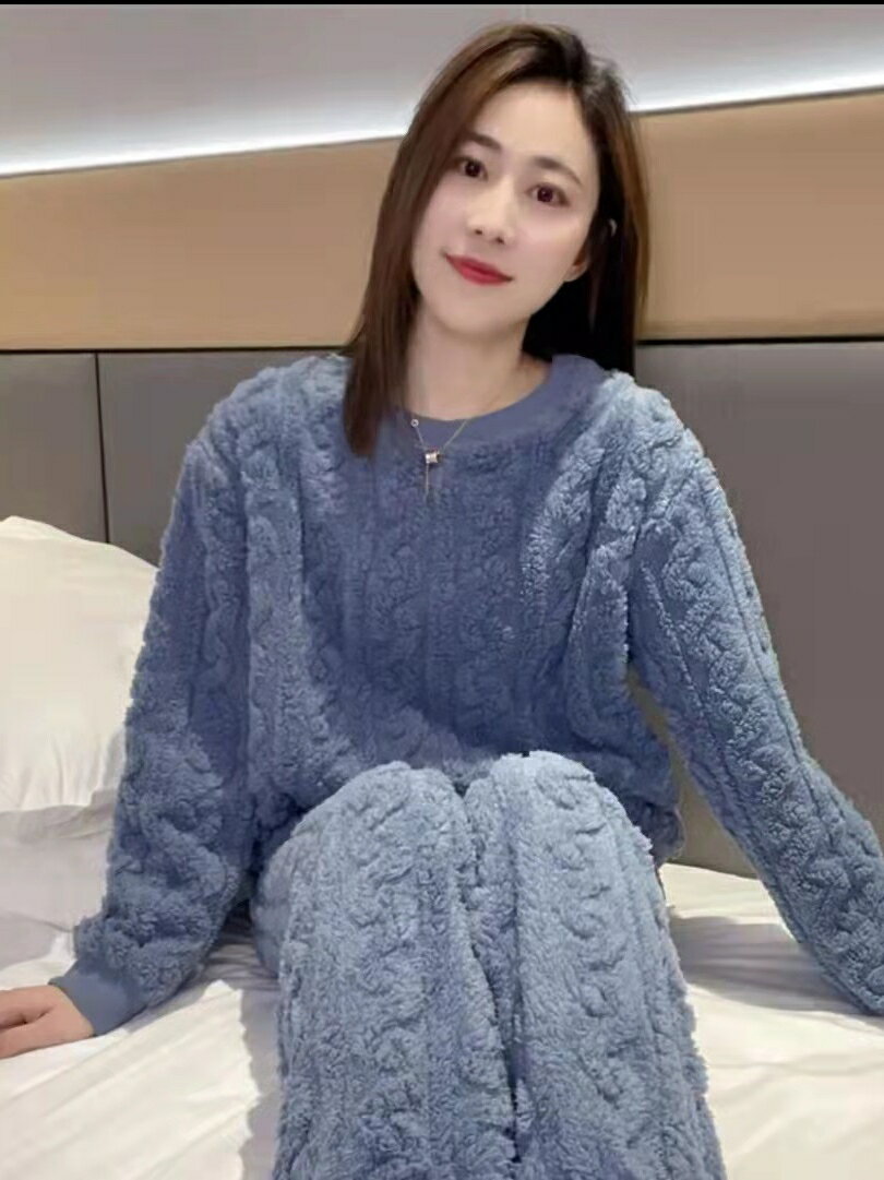 2023年新款珊瑚絨睡衣女秋冬款加絨加厚冬天法蘭絨外穿家居服套裝 小山好物嚴選