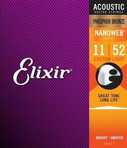 Elixir NANOWEB 16027 (11-52) 薄膜 防鏽 磷青銅 木吉他弦 民謠吉他弦【唐尼樂器】