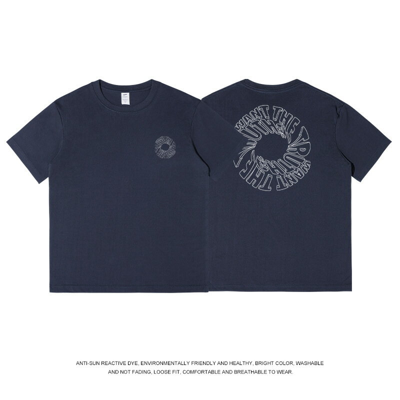 【喜挖】歐美街頭潮人字母印花圓領T恤夏季小眾設計感酷boy穿搭純棉短袖t 0