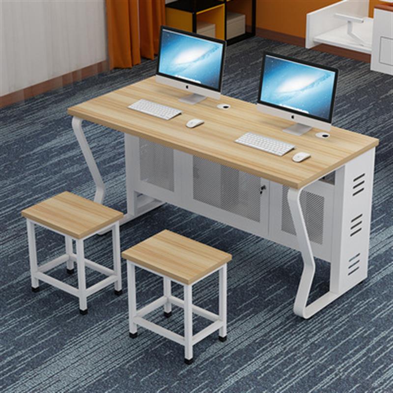 學校培訓班機房電腦桌單雙人位帶隔板微機室后置電腦臺式桌子新款-快速出貨