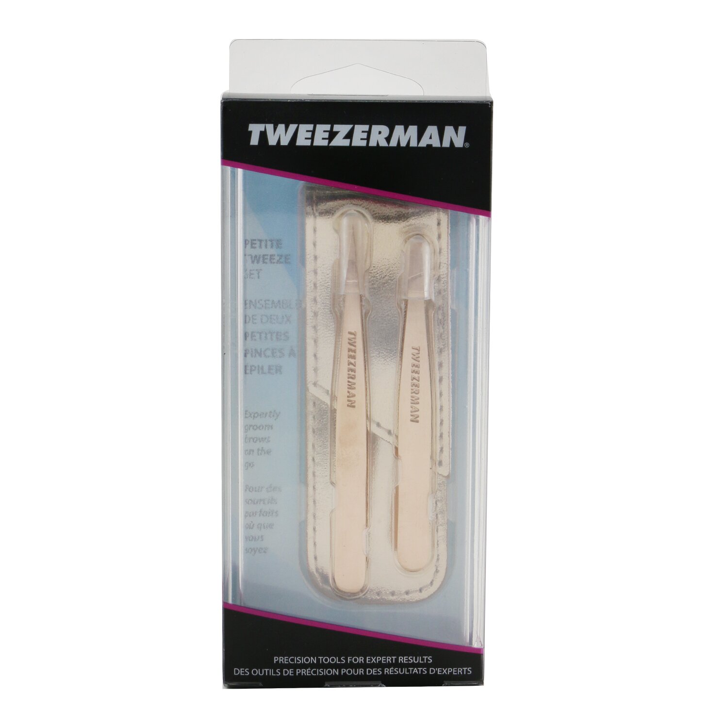 微之魅 Tweezerman - 玫瑰金小鑷子套裝（1x 斜鑷子，1x 尖頭鑷子）