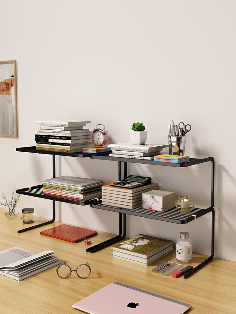 桌面置物架書架書桌收納置物架辦公桌上整理架子儲物柜簡易鐵藝小
