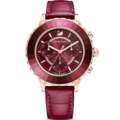 SWAROVSKI 施華洛世奇 Octea Lux Chrono手錶(5547642)-39mm-紫面皮革【刷卡回饋 分期0利率】【APP下單22%點數回饋】