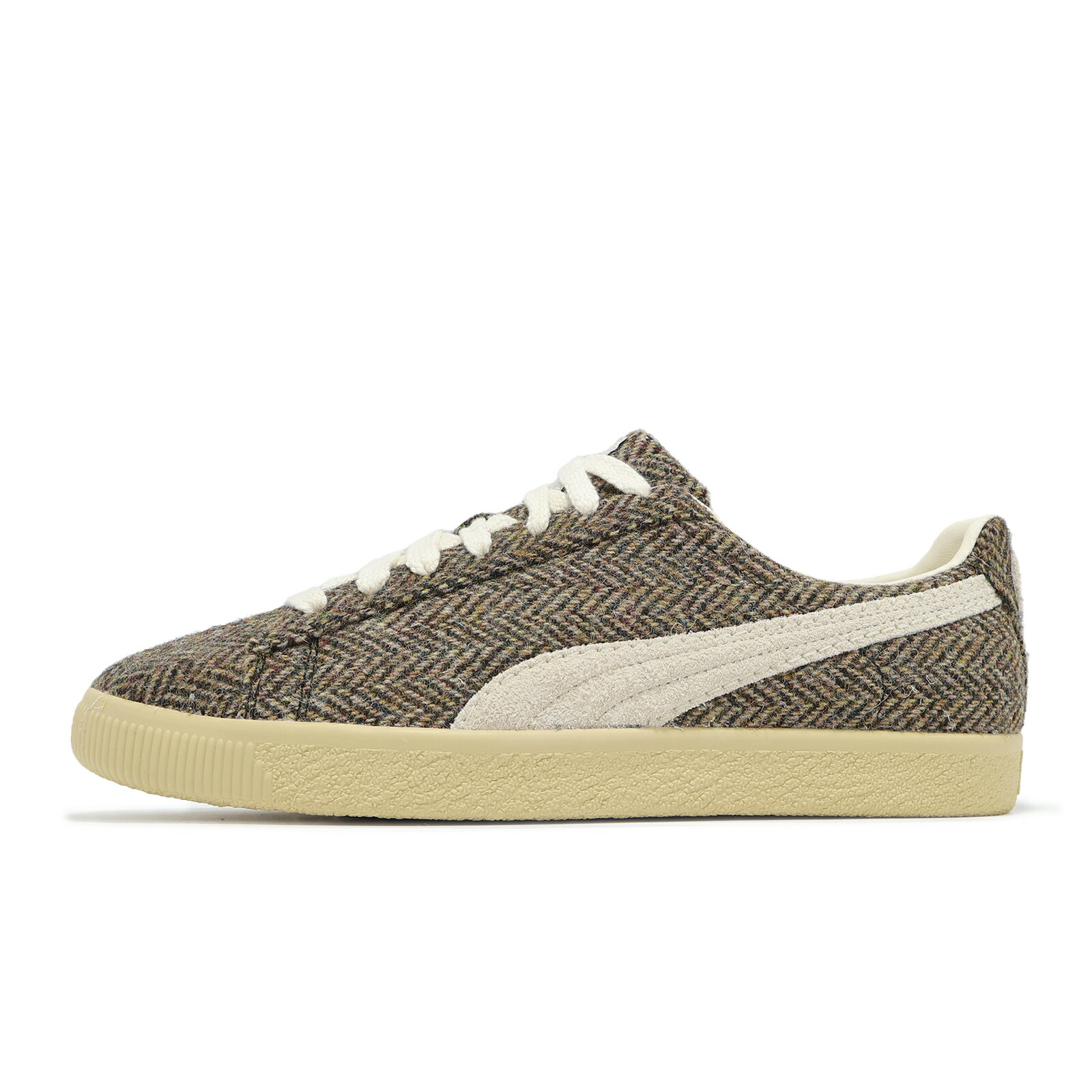 Puma 休閒鞋 Clyde Harris Tweed 男鞋 棕 米白 羊毛 復古 哈里斯花毛尼 板鞋