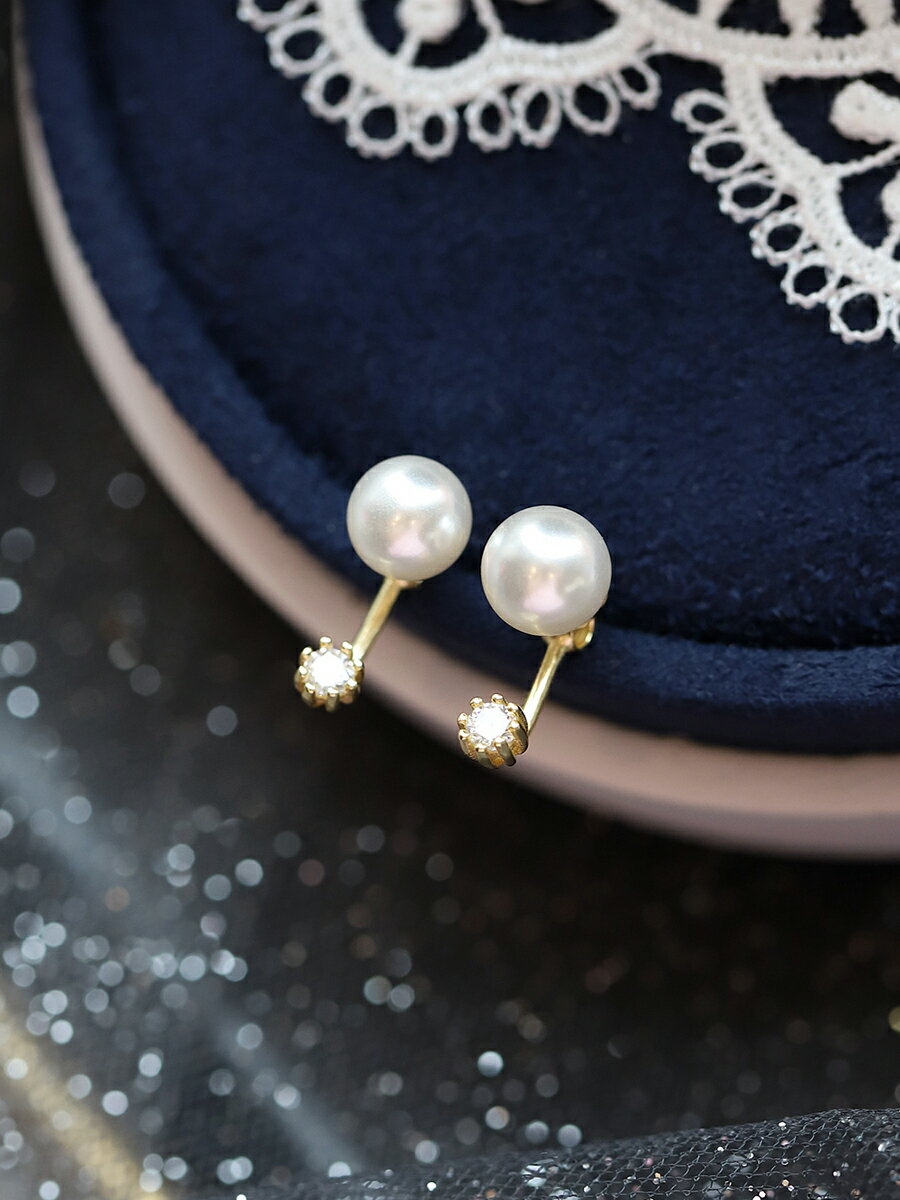 通體純銀珍珠耳釘女氣質韓國復古赫本新款潮后掛兩用耳環銀針1入