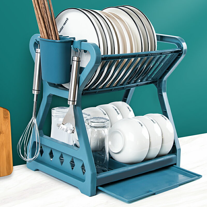 瀝水碗架碗碟碗盤收納架碗筷餐具盒臺面碗柜家用多功能廚房置物架