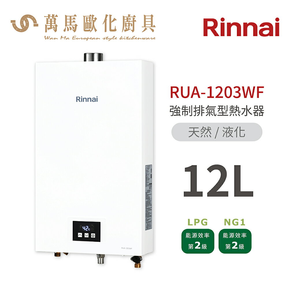 林內Rinnai 新品RUA-1203WF 強制排氣型熱水器12L 中彰投含基本安裝