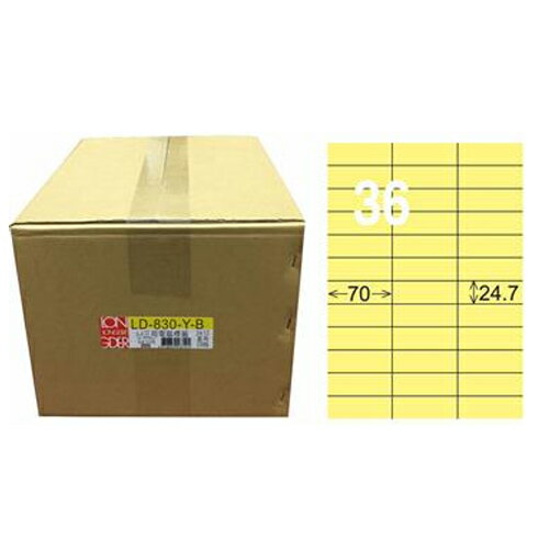 【龍德】A4三用電腦標籤 24.7x70mm 淺黃色 1000入 / 箱 LD-830-Y-B