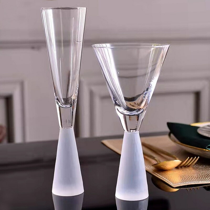 電鍍水晶玻璃香檳杯歐式高腳杯套裝家用紅酒杯起泡酒杯一對樣板房