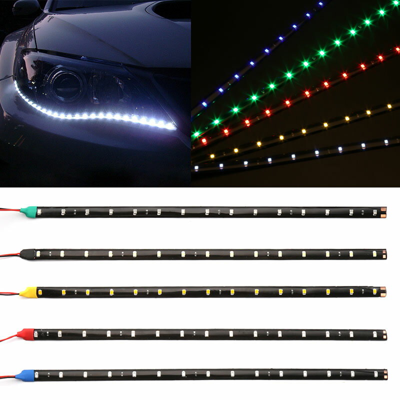 LED貼片燈帶12V 15SMD3528柔性軟燈條 汽車裝飾燈條30cm-1210燈帶