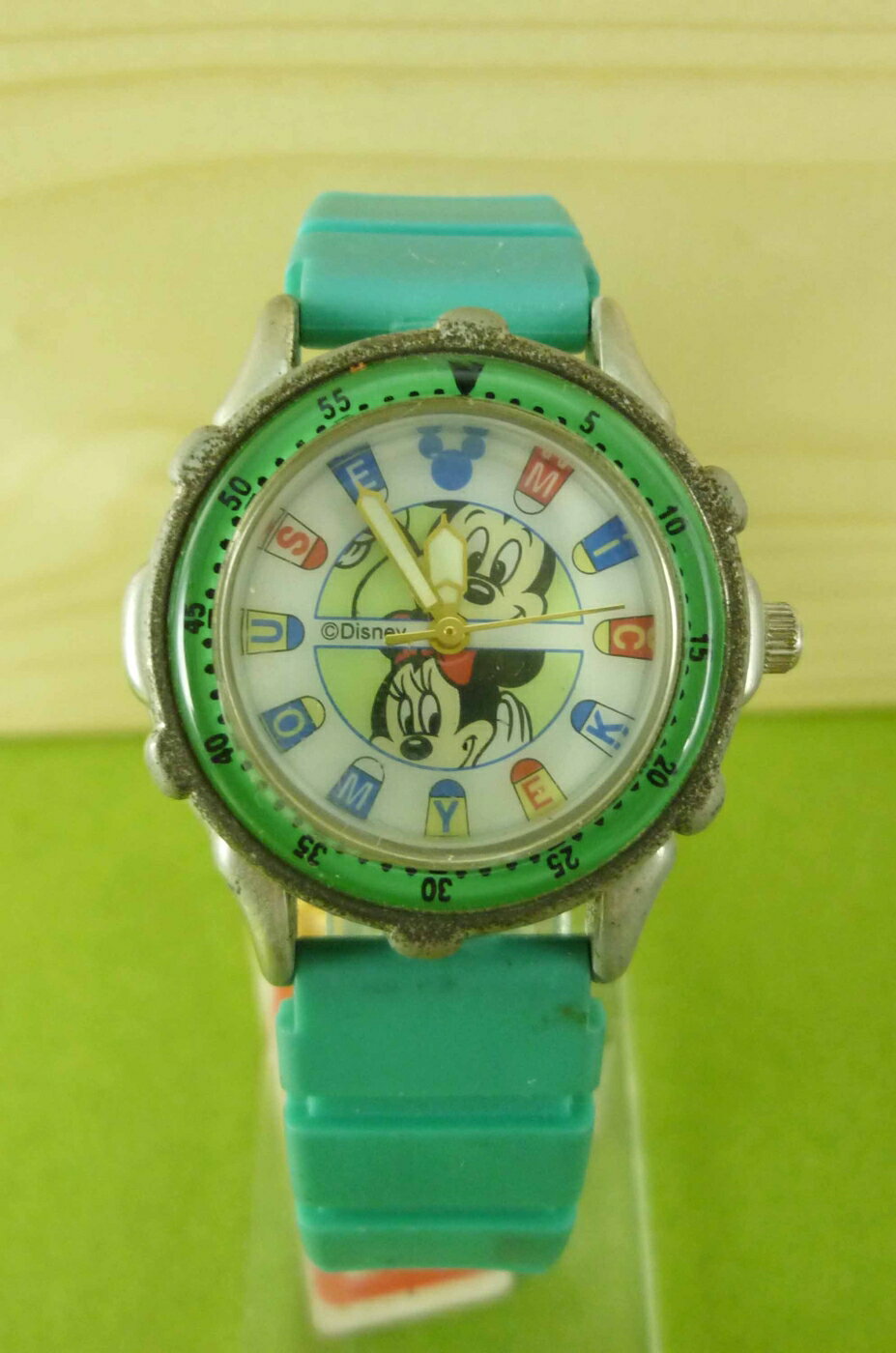 【震撼精品百貨】米奇/米妮 Micky Mouse 手錶-米奇米妮大頭圖案-綠色錶帶 震撼日式精品百貨
