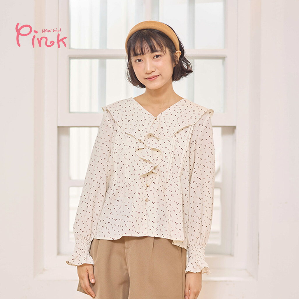 Pink* 小星星荷葉領襯衫 (2色) Z1202AD 治裝激推